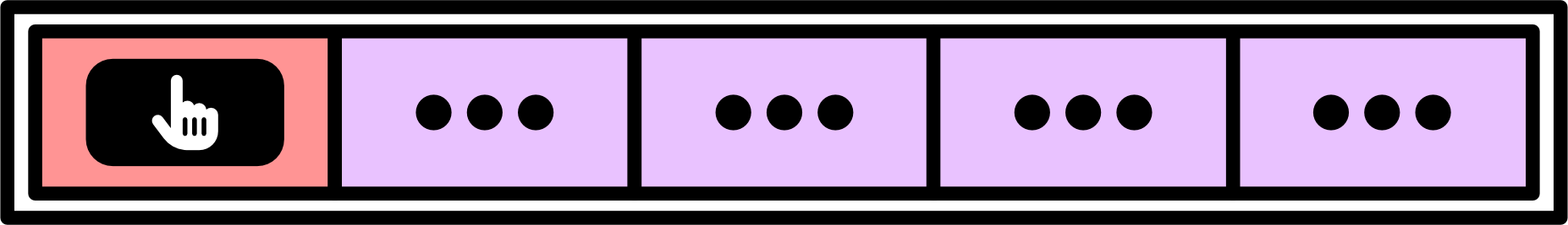 Graphic depicting an action row with a single button and four empty slots.