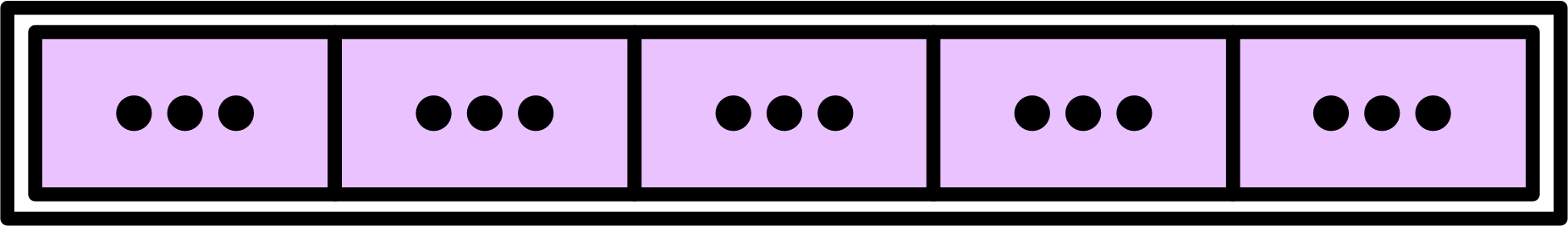 Graphic depicting an action row. It shows a row with five empty slots.